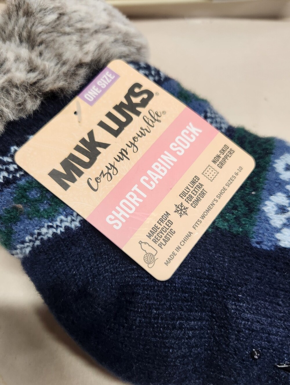 Muk Luks Womens One Size Short Cabin Socks in Navy, Blue & Green New